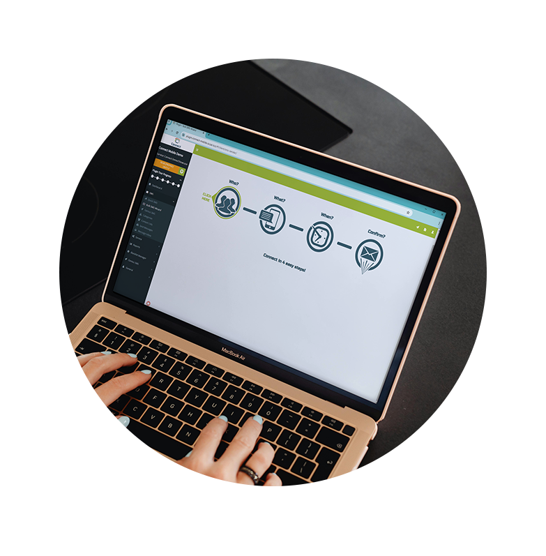 A 3D smartphone displaying an example of a bulk SMS text that says, “Hi Sarah, your order has been confirmed. Please reply to this message with your delivery address and an available time slot for delivery between 08:00 and 16:00 on weekdays. Thank you for your support! The Coffee Connoisseurs Club.